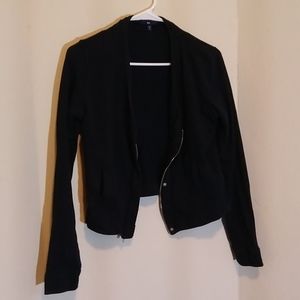Gap black cropped zip up sweatshirt